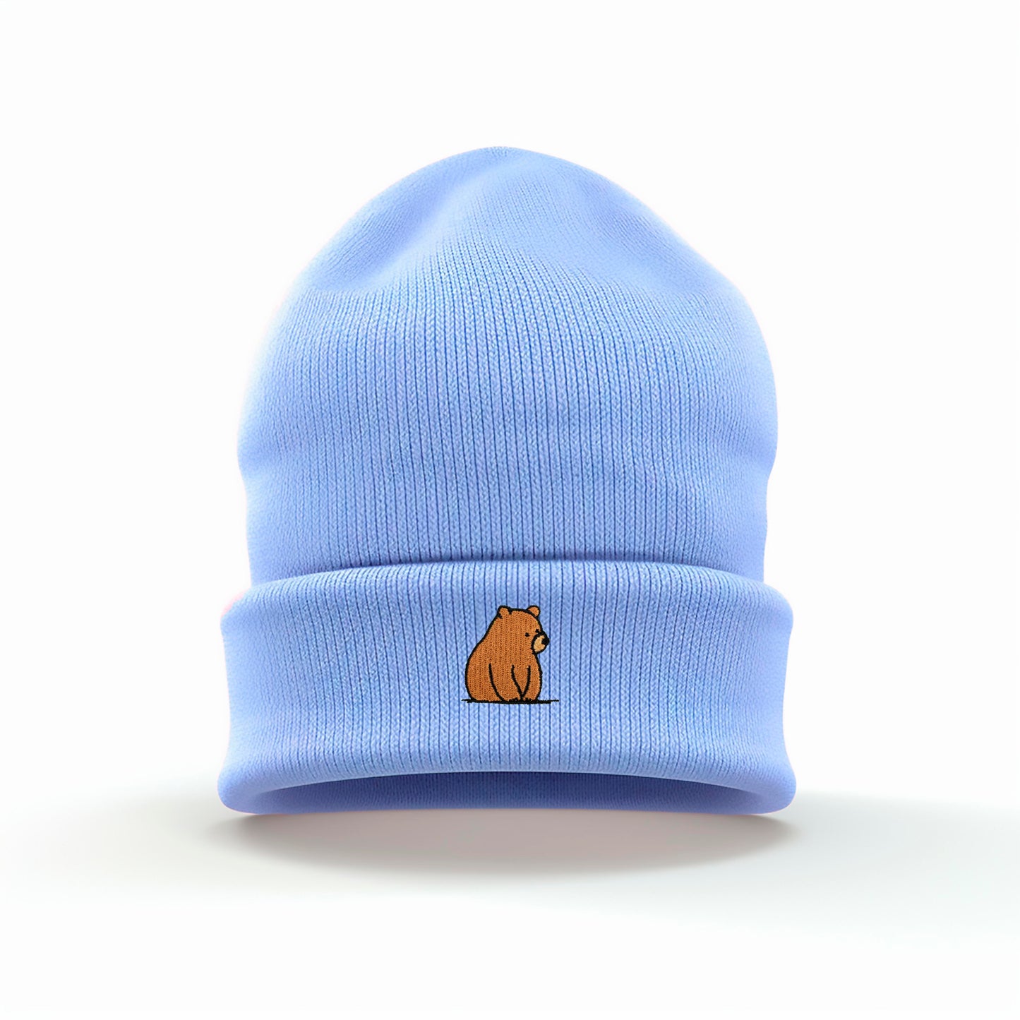 Brown Bear Embroidered Beanie