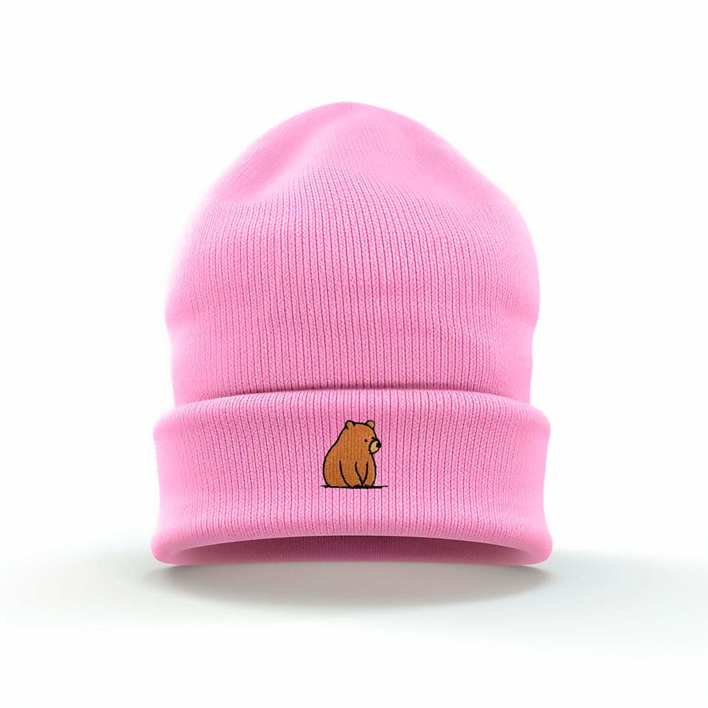 Brown Bear Embroidered Beanie