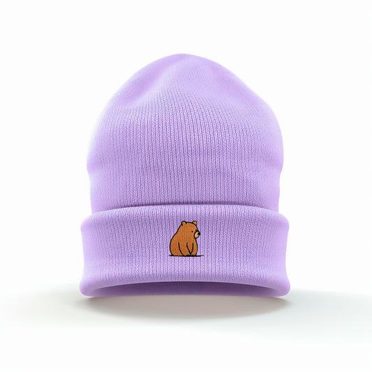 Brown Bear Embroidered Beanie