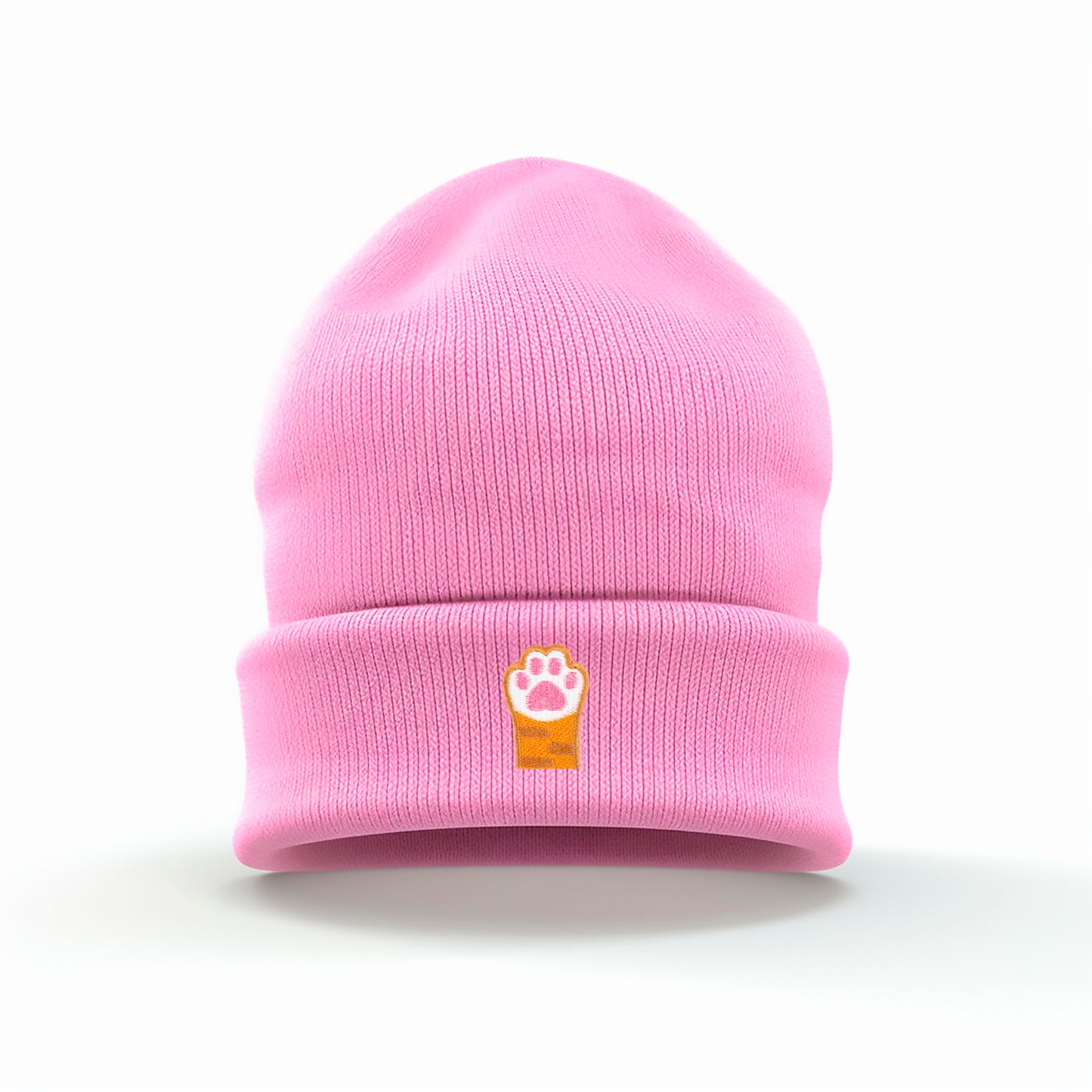 Orange Cat Paw Embroidered Beanie