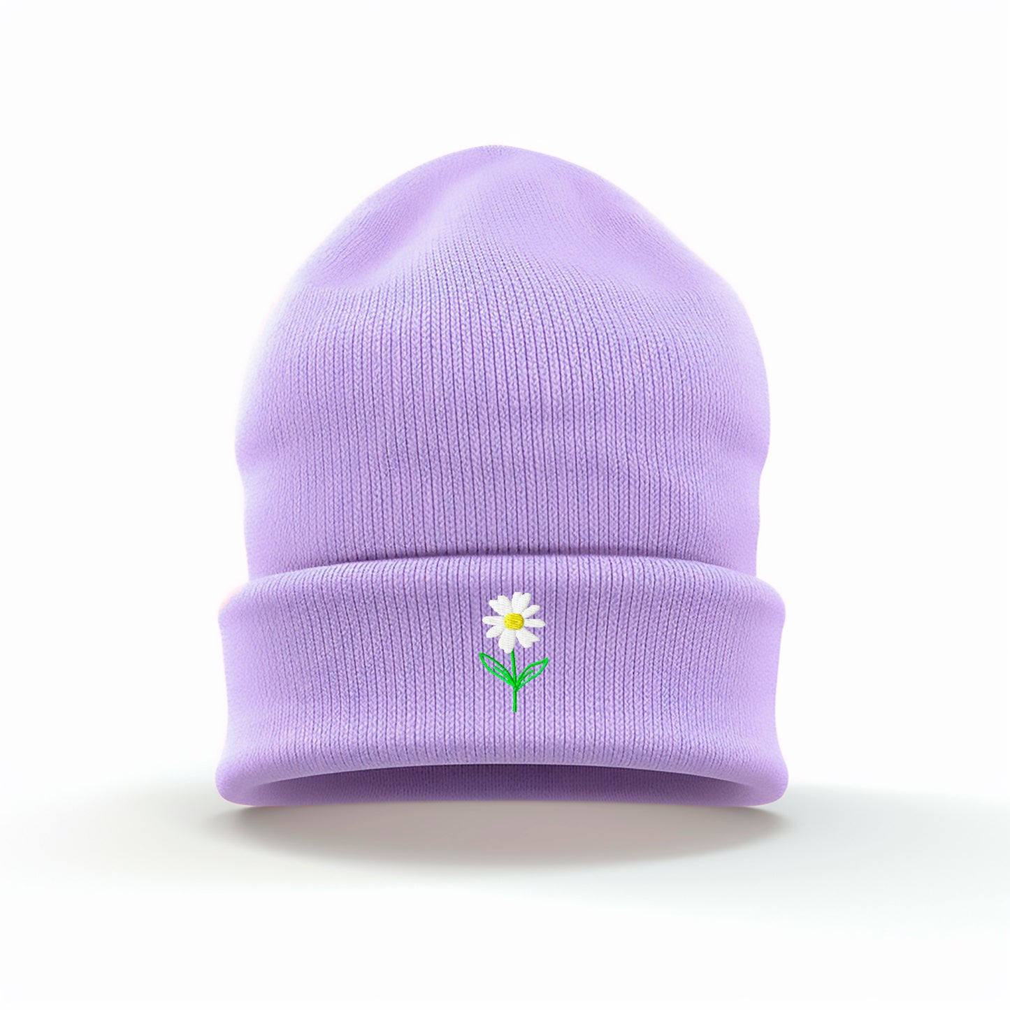 Delicate Daisy Embroidered Beanie