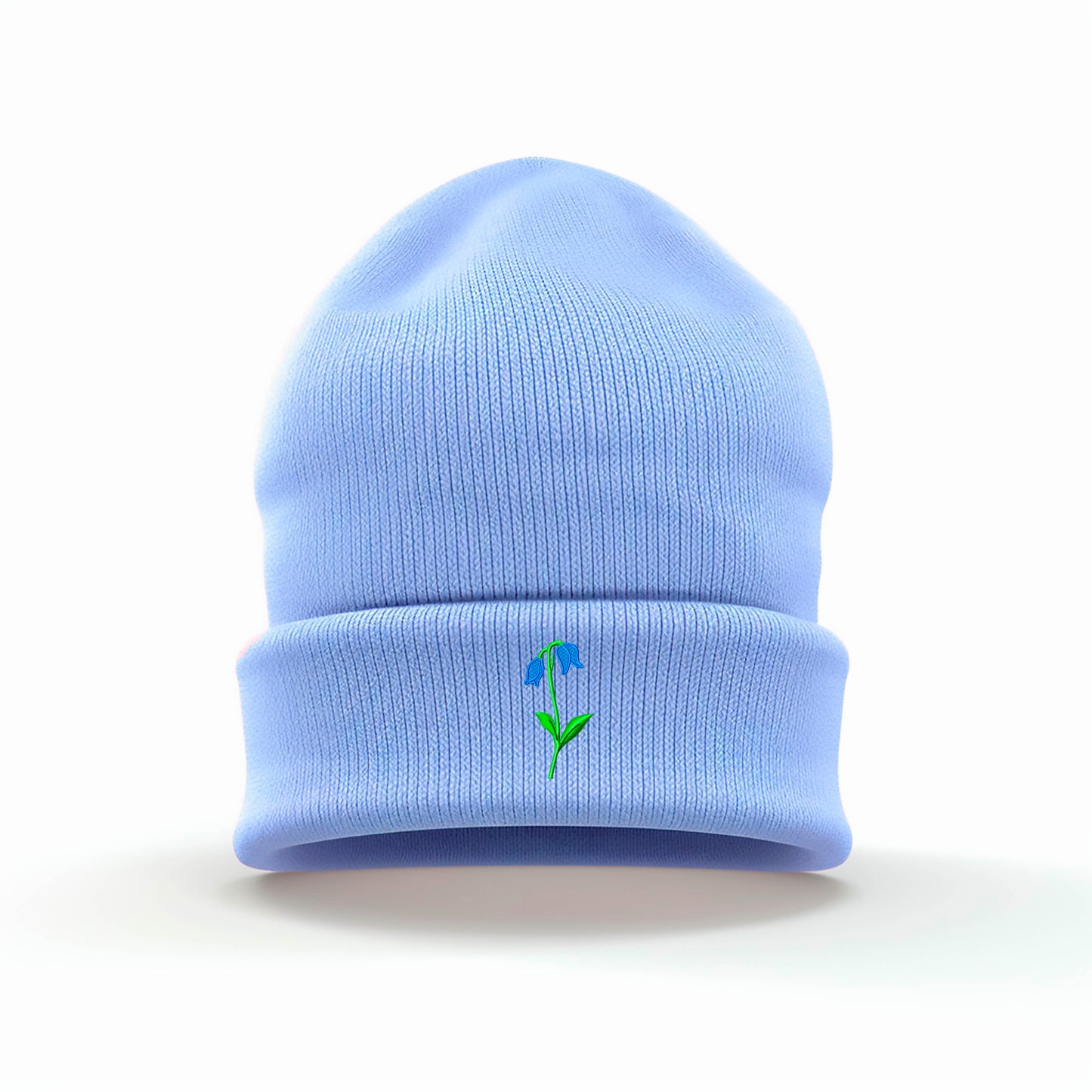 Delicate Bluebell Embroidered Beanie