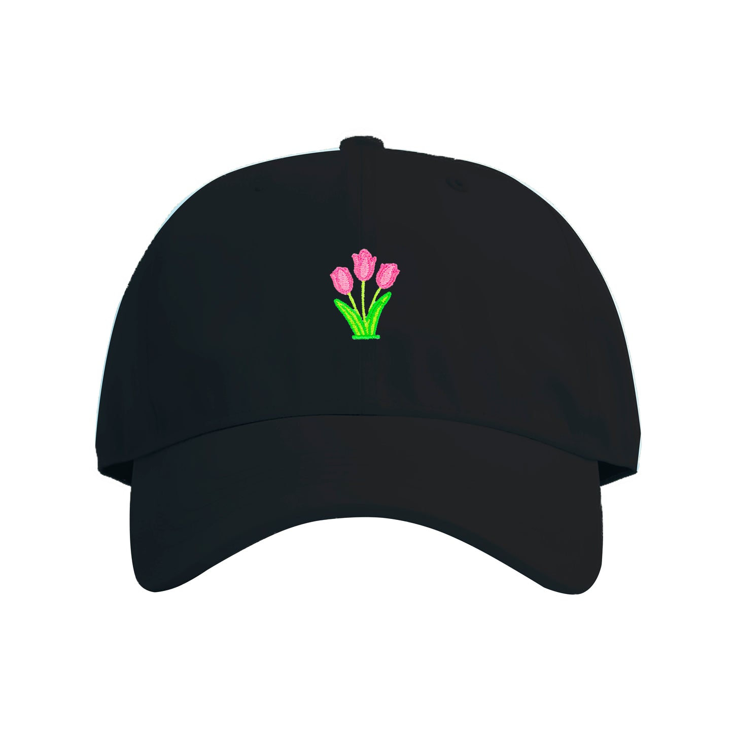 Pink Tulips Embroidered Cap