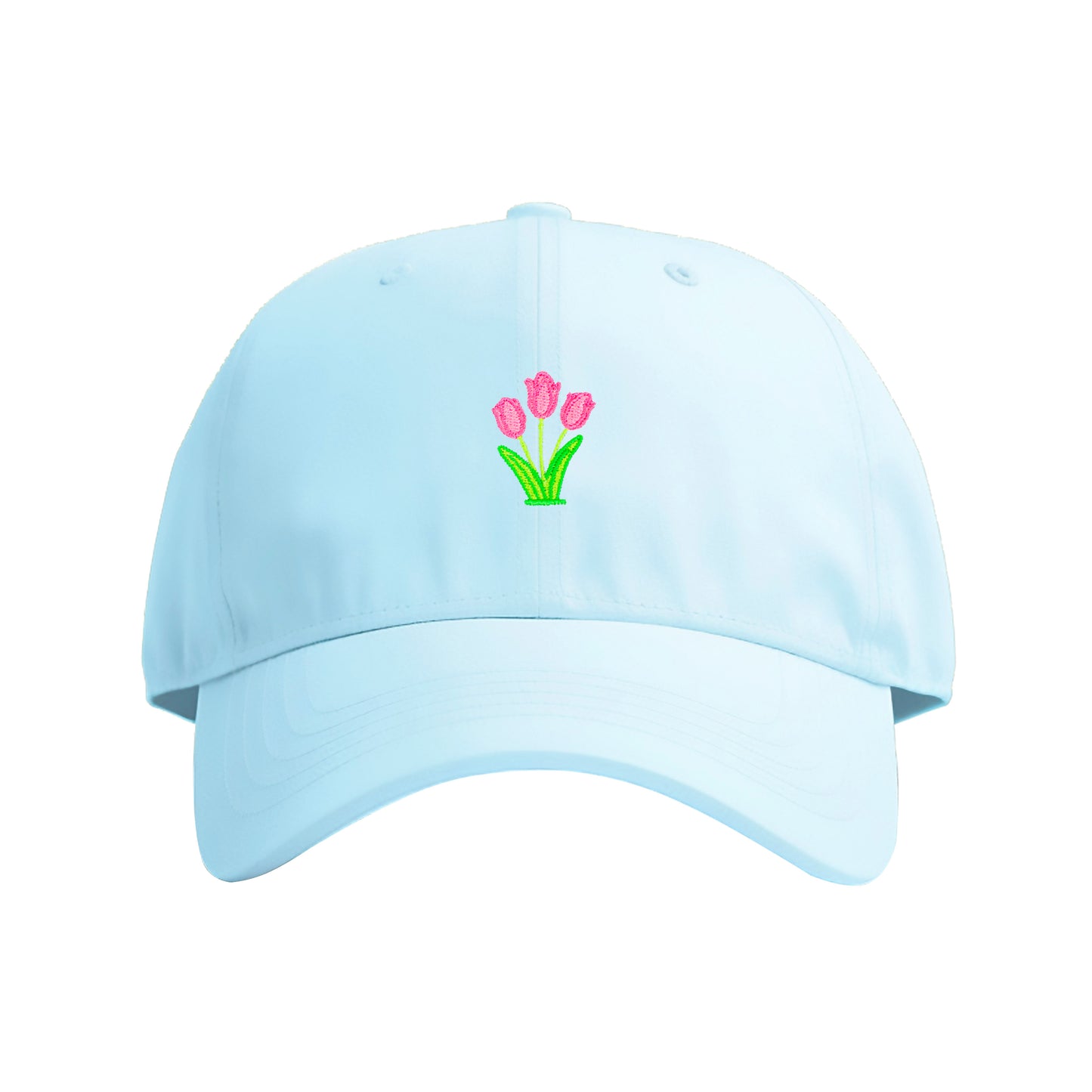 Pink Tulips Embroidered Cap