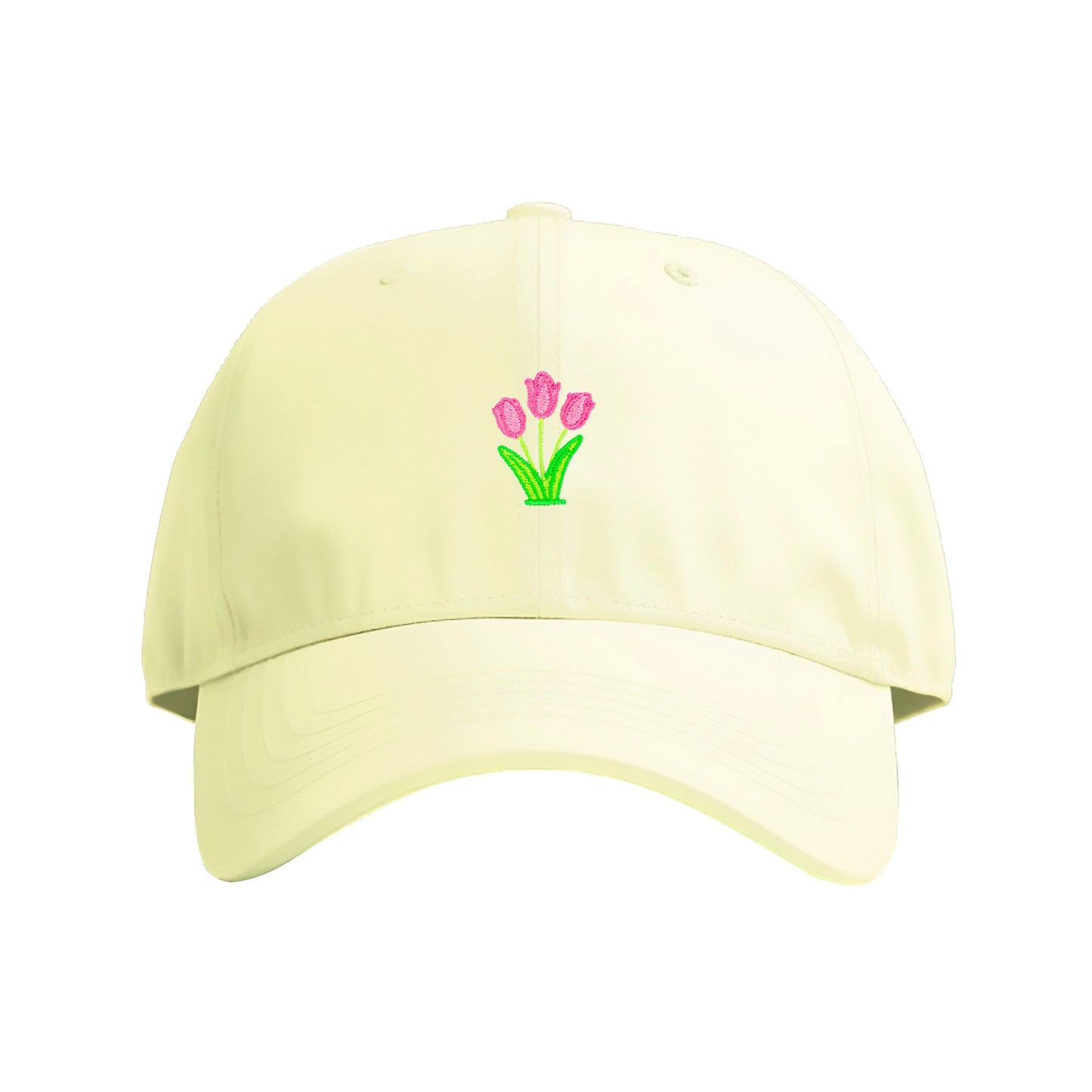 Pink Tulips Embroidered Cap