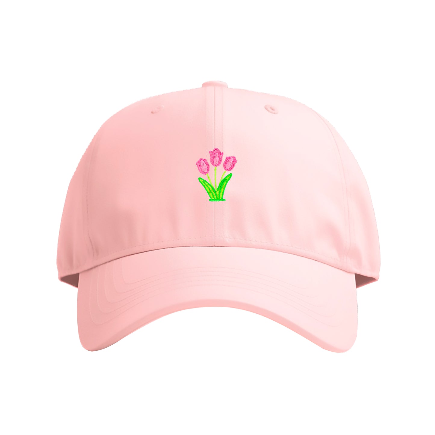 Pink Tulips Embroidered Cap