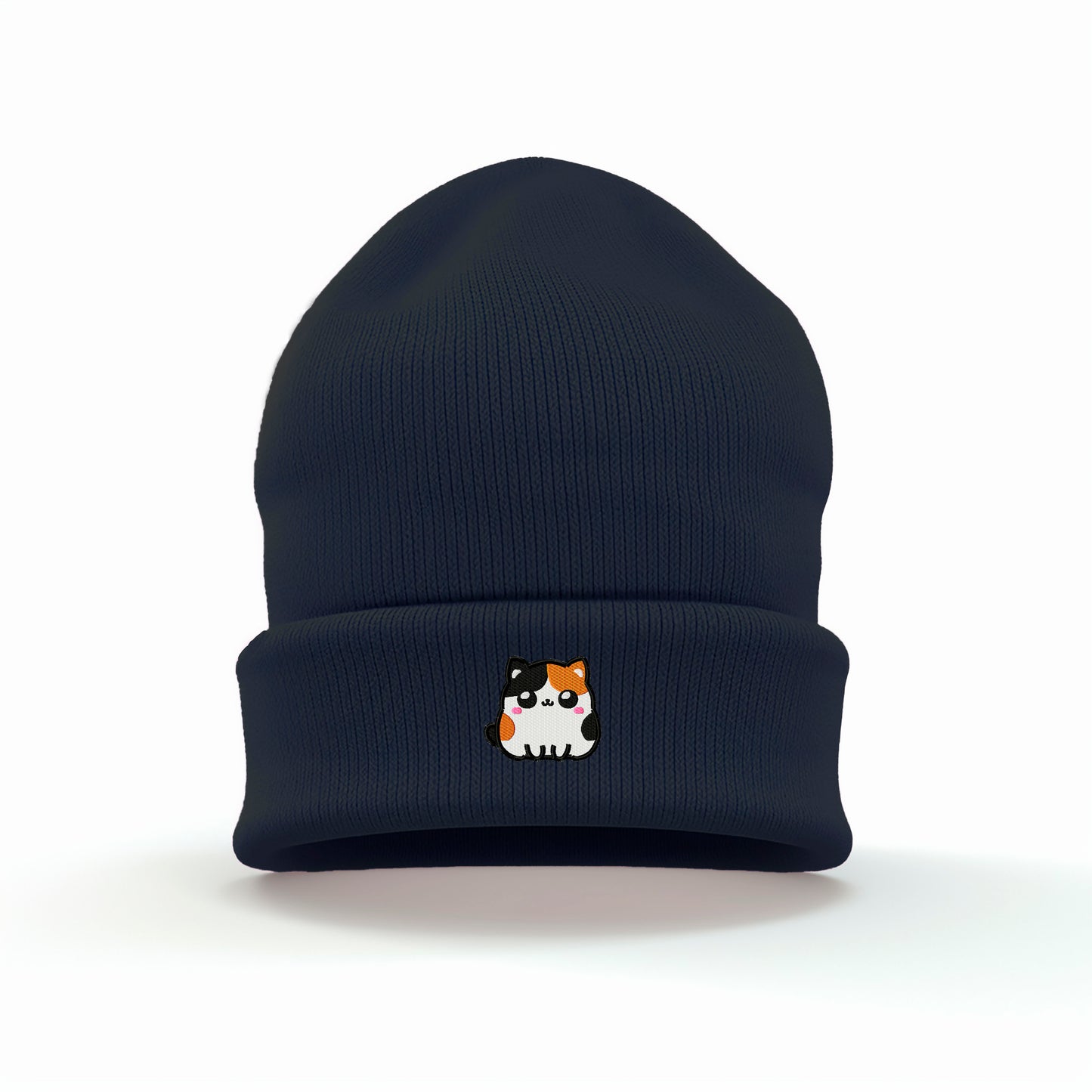 Chibi Calico Cat Embroidered Beanie