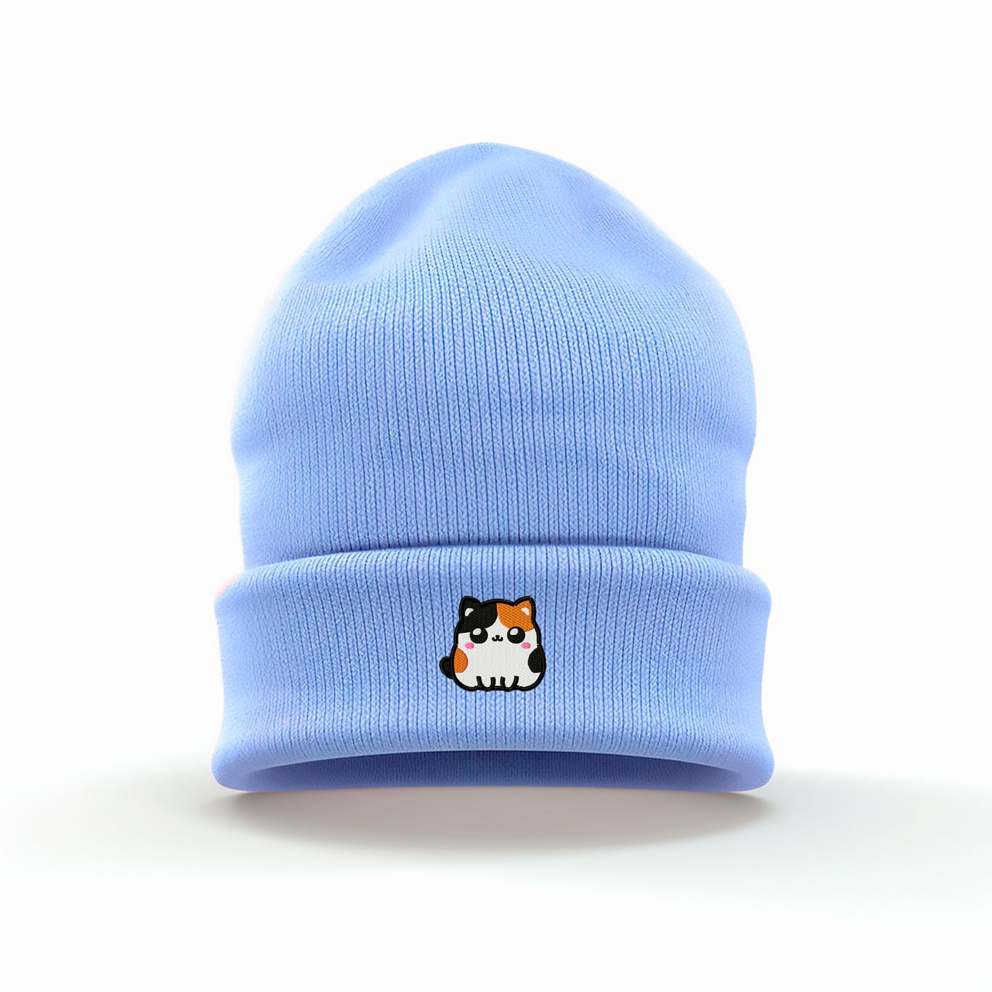 Chibi Calico Cat Embroidered Beanie