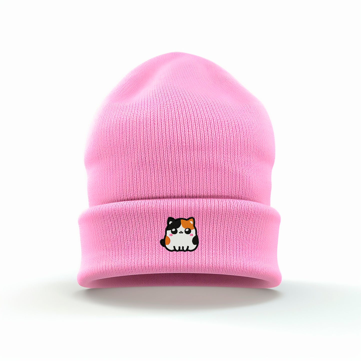 Chibi Calico Cat Embroidered Beanie