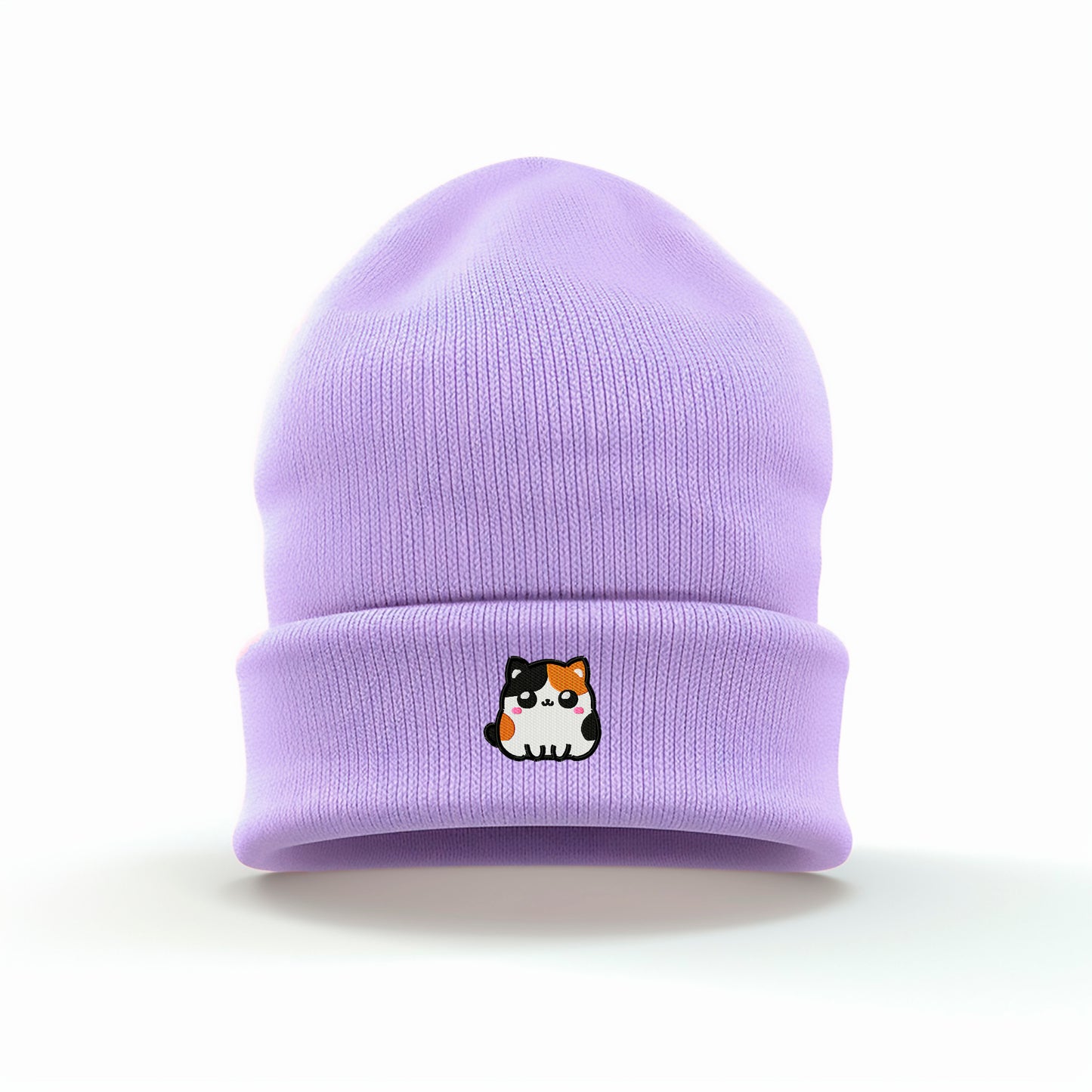 Chibi Calico Cat Embroidered Beanie