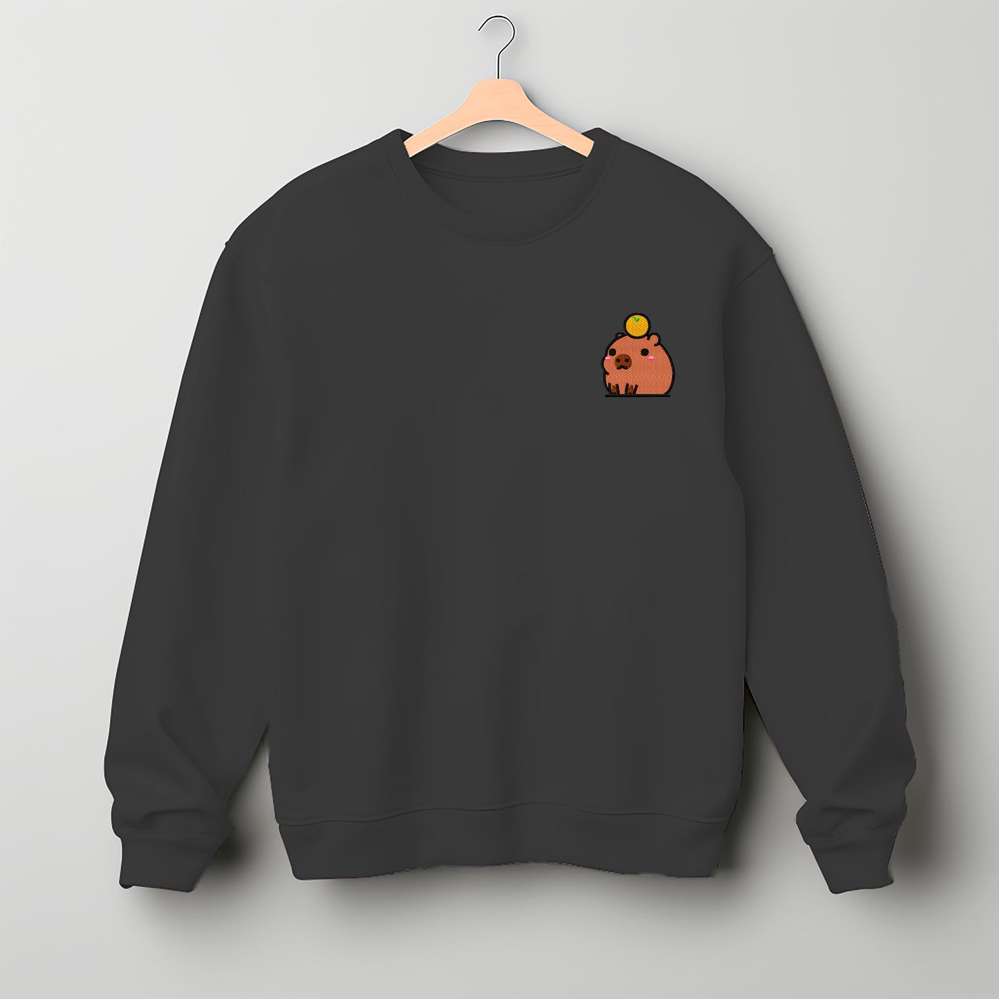 Cute Chubby Capybara with Orange Sweatshirt