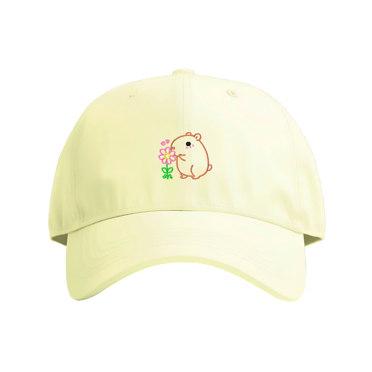 Flower Capybara Embroidered Cap