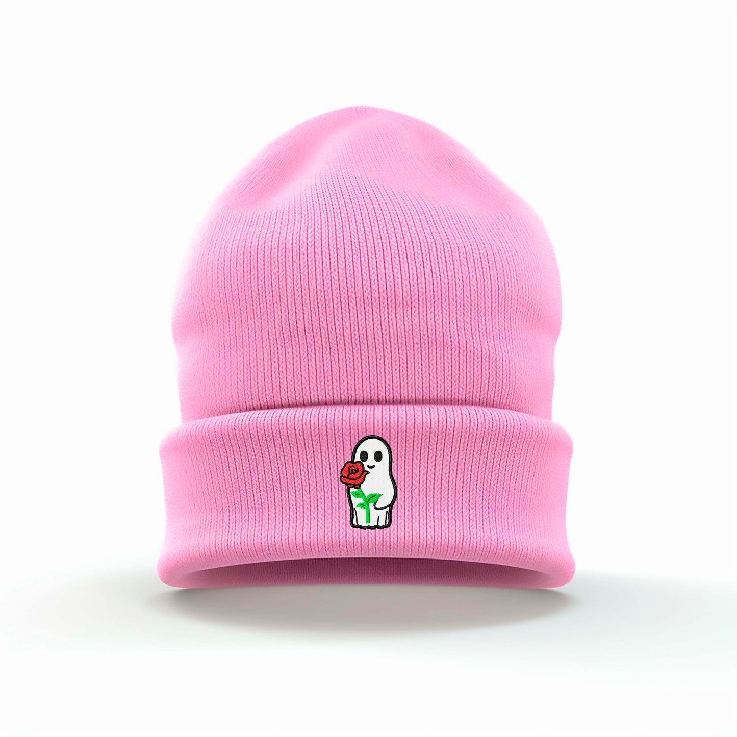 Ghost With Rose Embroidered Beanie