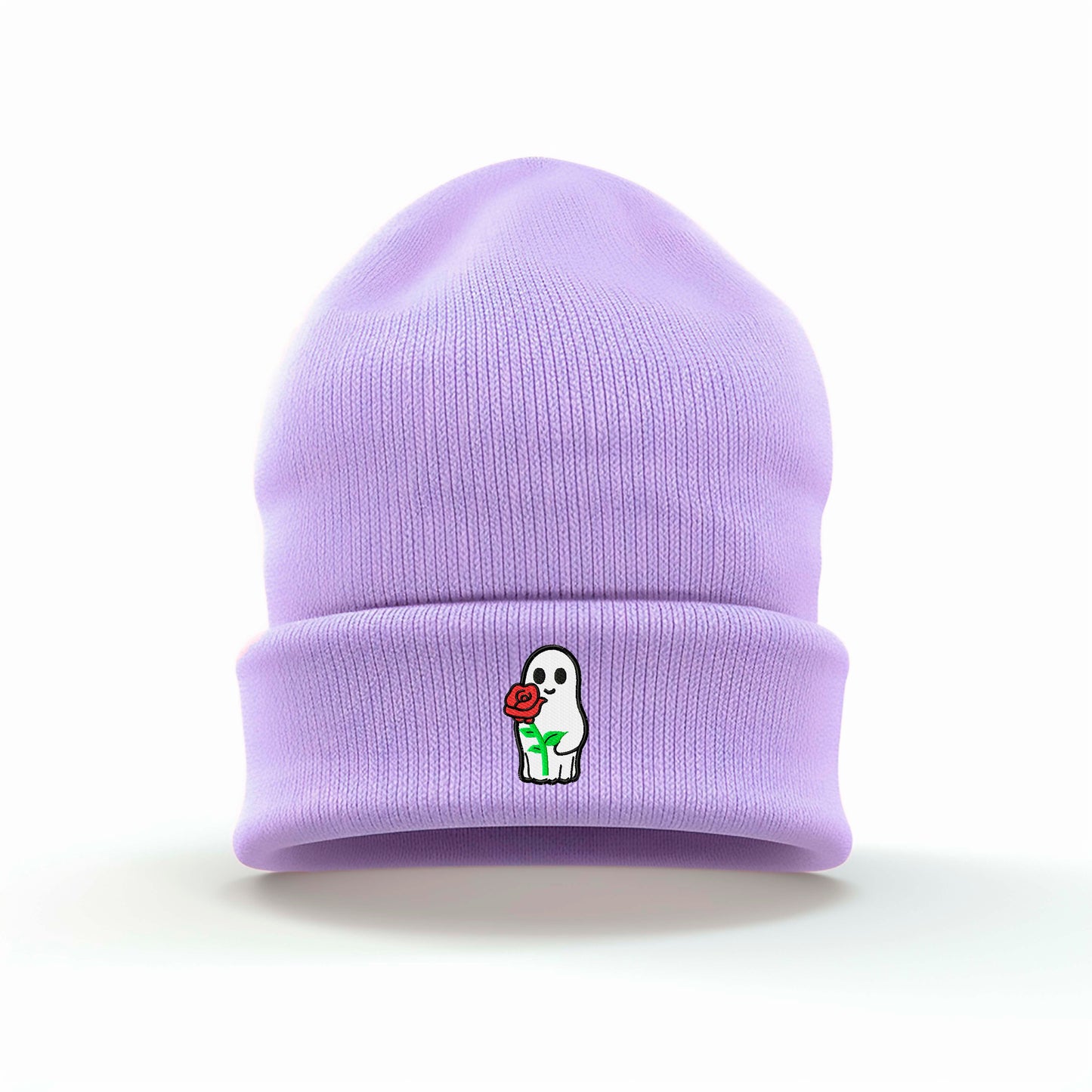 Ghost With Rose Embroidered Beanie