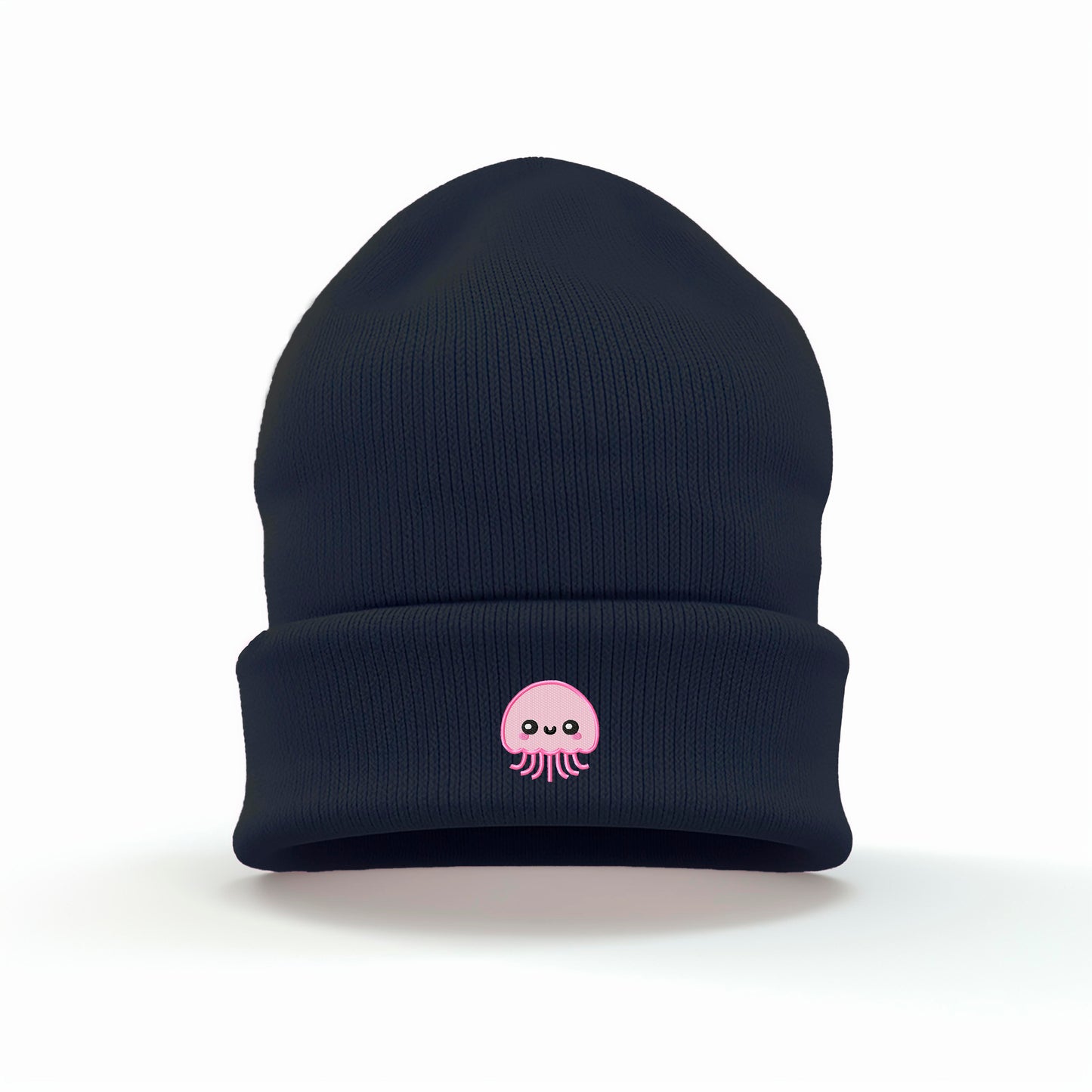 Pink Jellyfish Embroidered Beanie