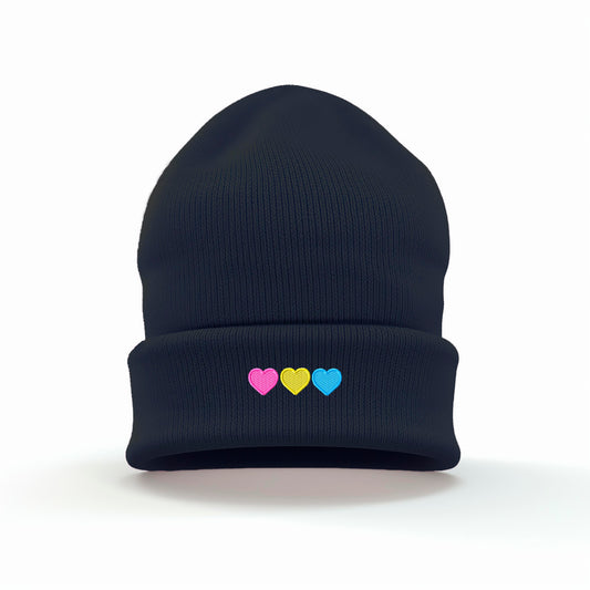 Pansexual Flag Hearts Embroidered Beanie