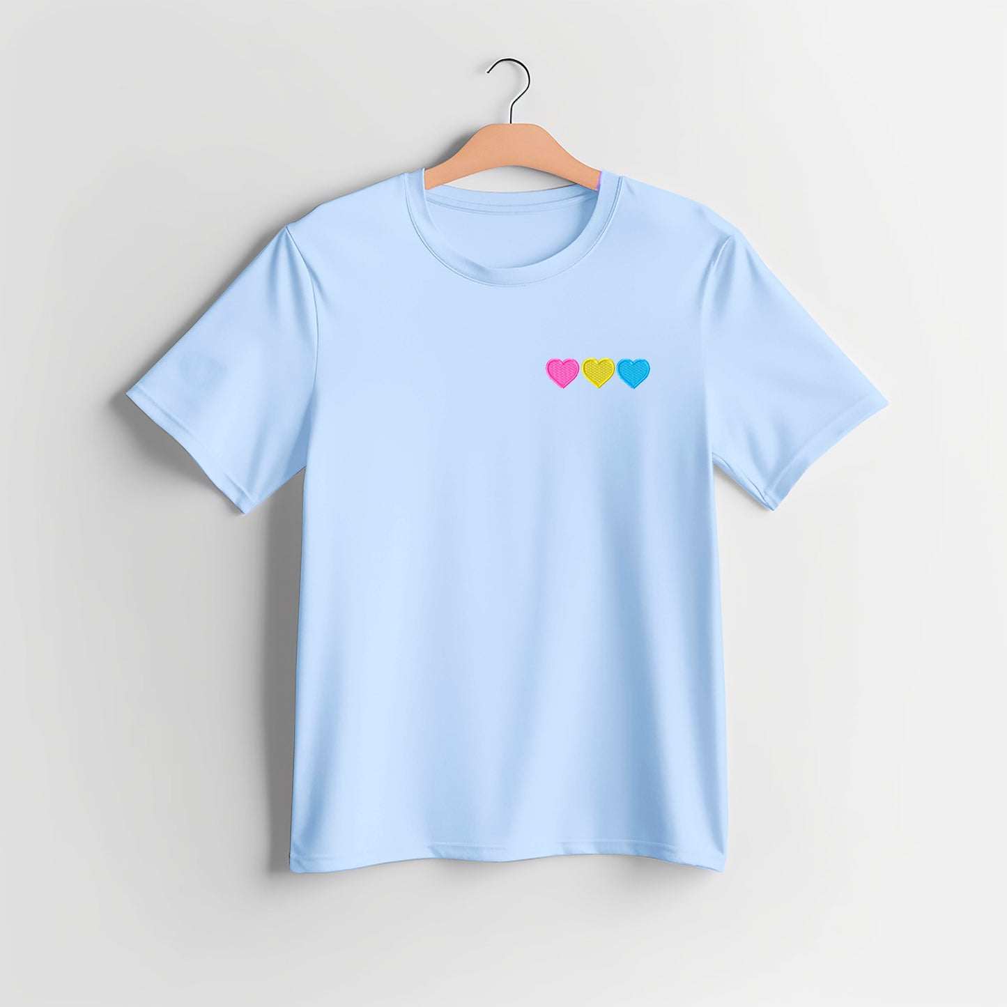 Pansexual Flag Hearts Embroidered T-shirt