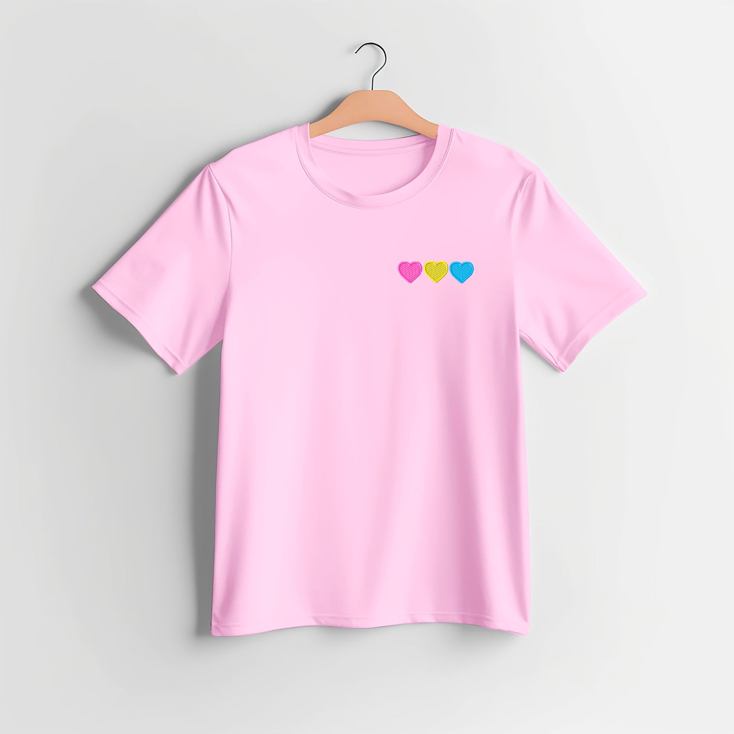 Pansexual Flag Hearts Embroidered T-shirt