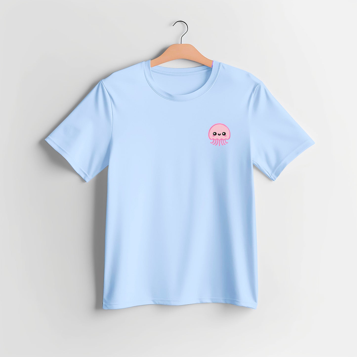 Pink Jellyfish Embroidered T-shirt