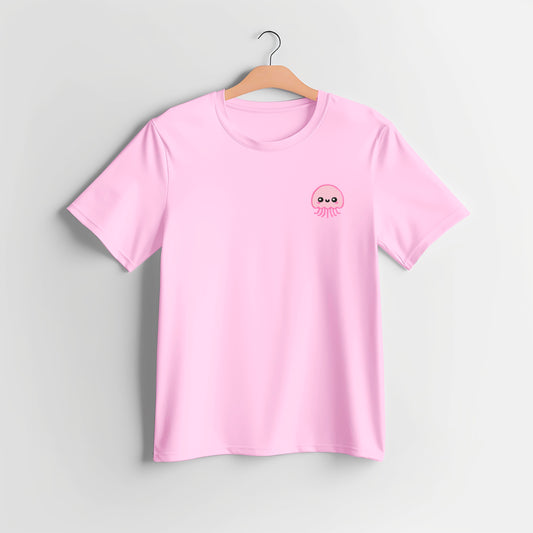 Pink Jellyfish Embroidered T-shirt
