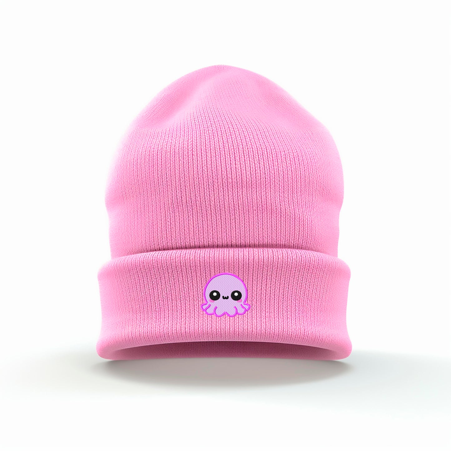 Purple Kawaii Octopus Embroidered Beanie