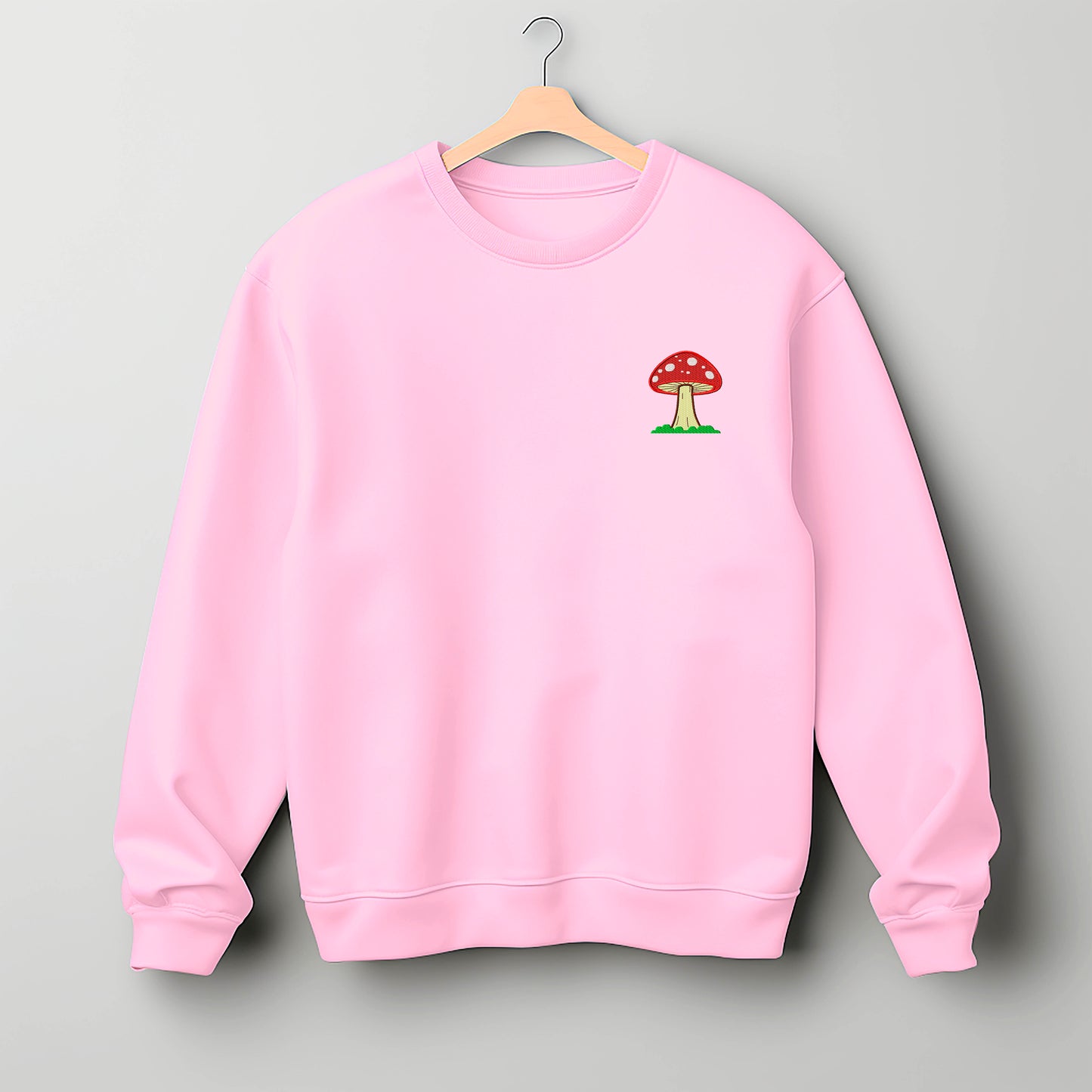 Red Whimsy Mushroom Embroidered Sweatshirt